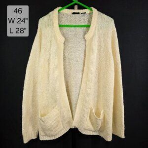 Vintage Miceli Cardigan Sweater Womens Plus 1X Cream Chunky Knit Oversized Coast